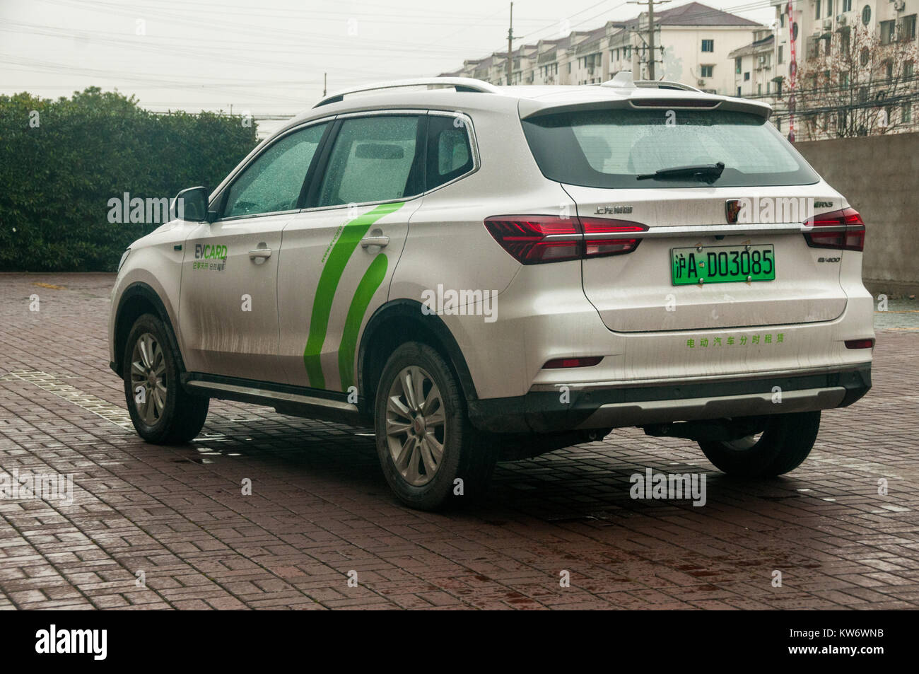 Stationary shot of a SAIC Roewe eRX5 EV400 as offered by car sharing scheme EVcard. Stock Photo