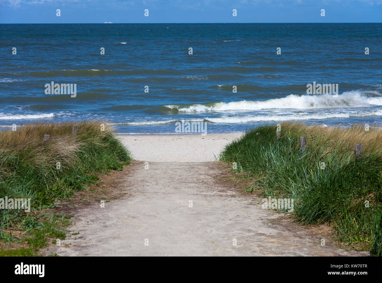 Beach access at Ahrenshoop, Baltic Sea, Fishland, Mecklenburg-Western Pomerania, Germany, Europe Stock Photo