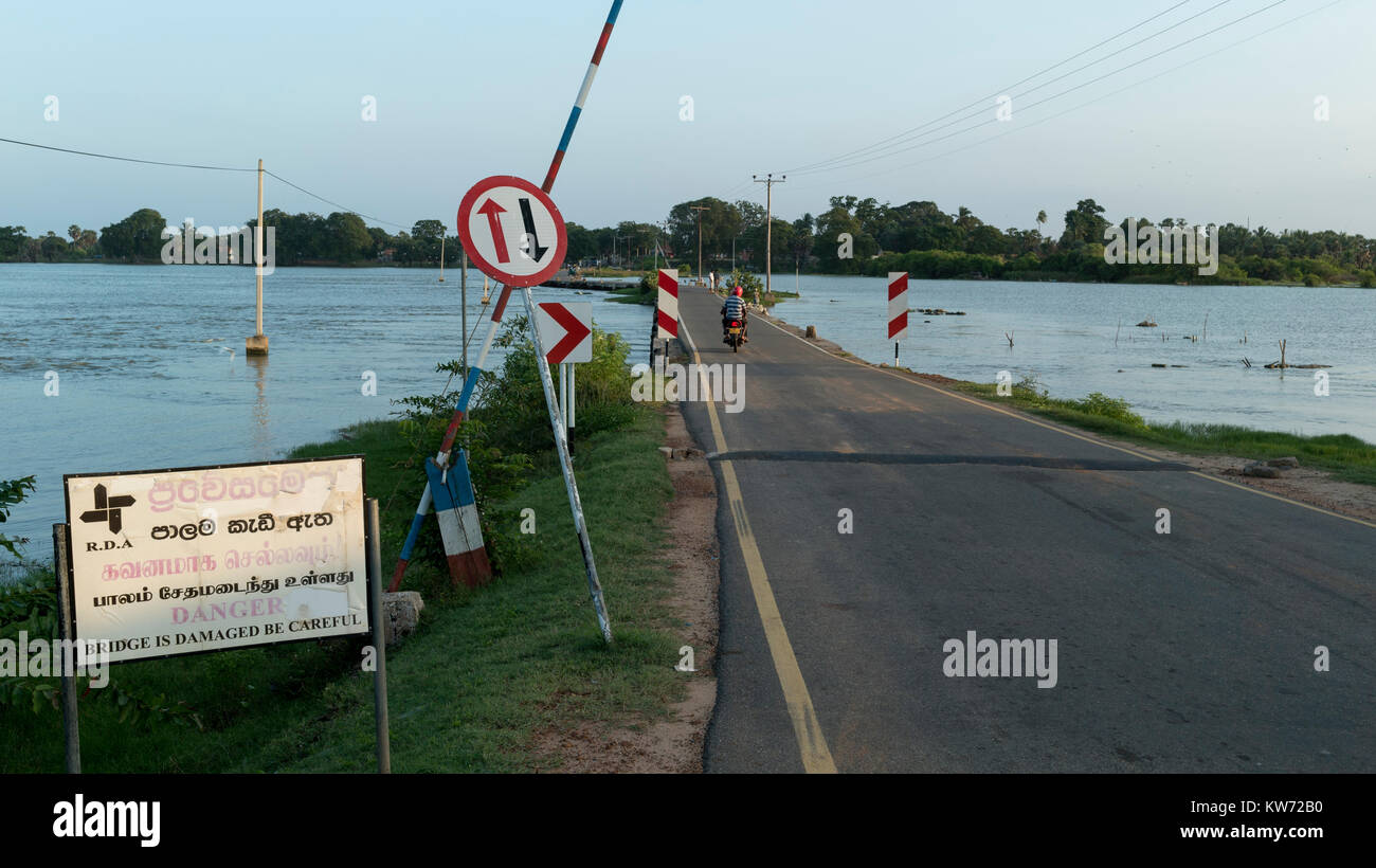 Vadduvakal bridge over Nay Aru in Mullaitivu. The site of many Tamil civilians taken in to Government custody at the end of the Sri Lankan civil war. Stock Photo