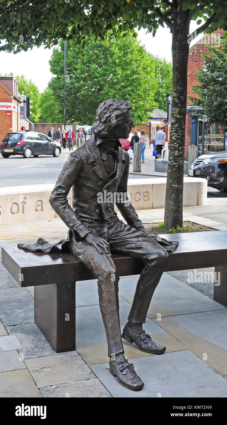 Sculpture of John Keats by Vincent Gray.  Eastgate, Chichester Stock Photo