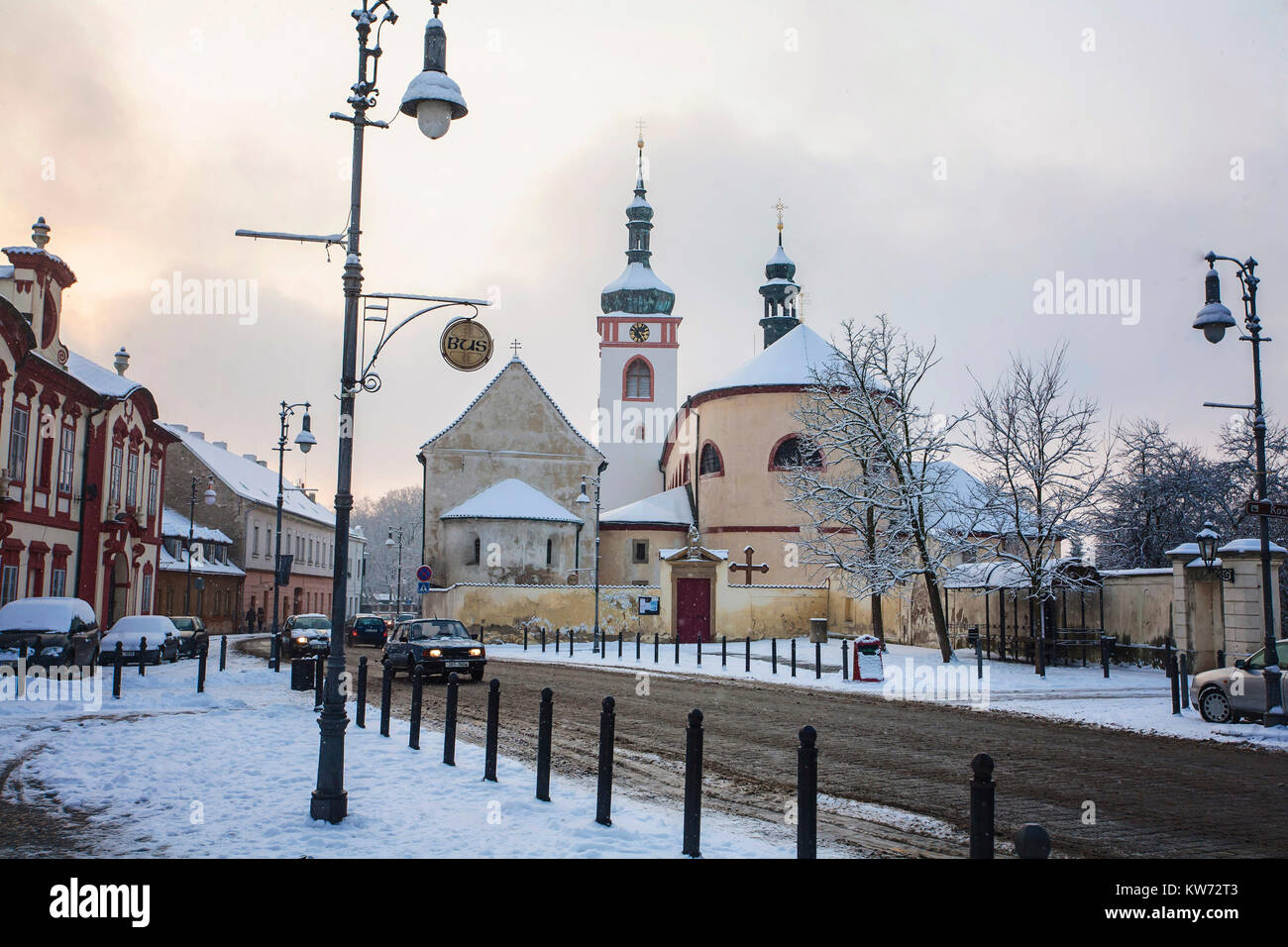 Brandys nad Labem - Stara Boleslav - Saint Wenceslas basilica and St Kliment church (national cultural landmarks), Czech republic, January 2013 Stock Photo