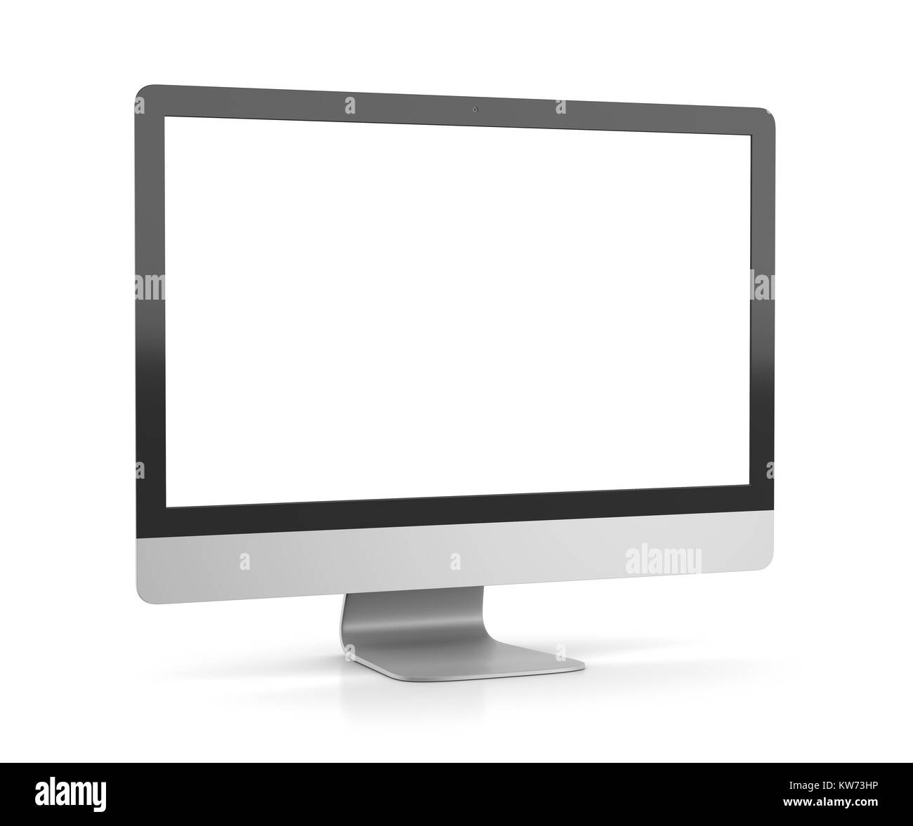 Allinone Computer White Blank Monitor on White Background 3D Illustration Stock Photo