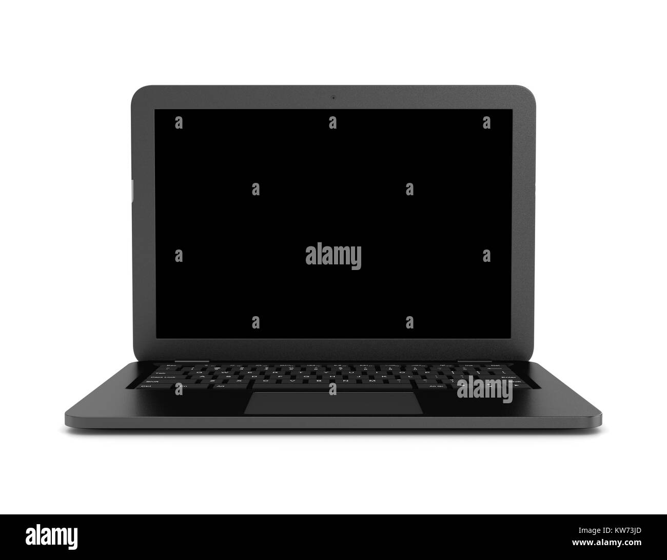 black-notebook-computer-with-blank-black-screen-on-white-background-3d