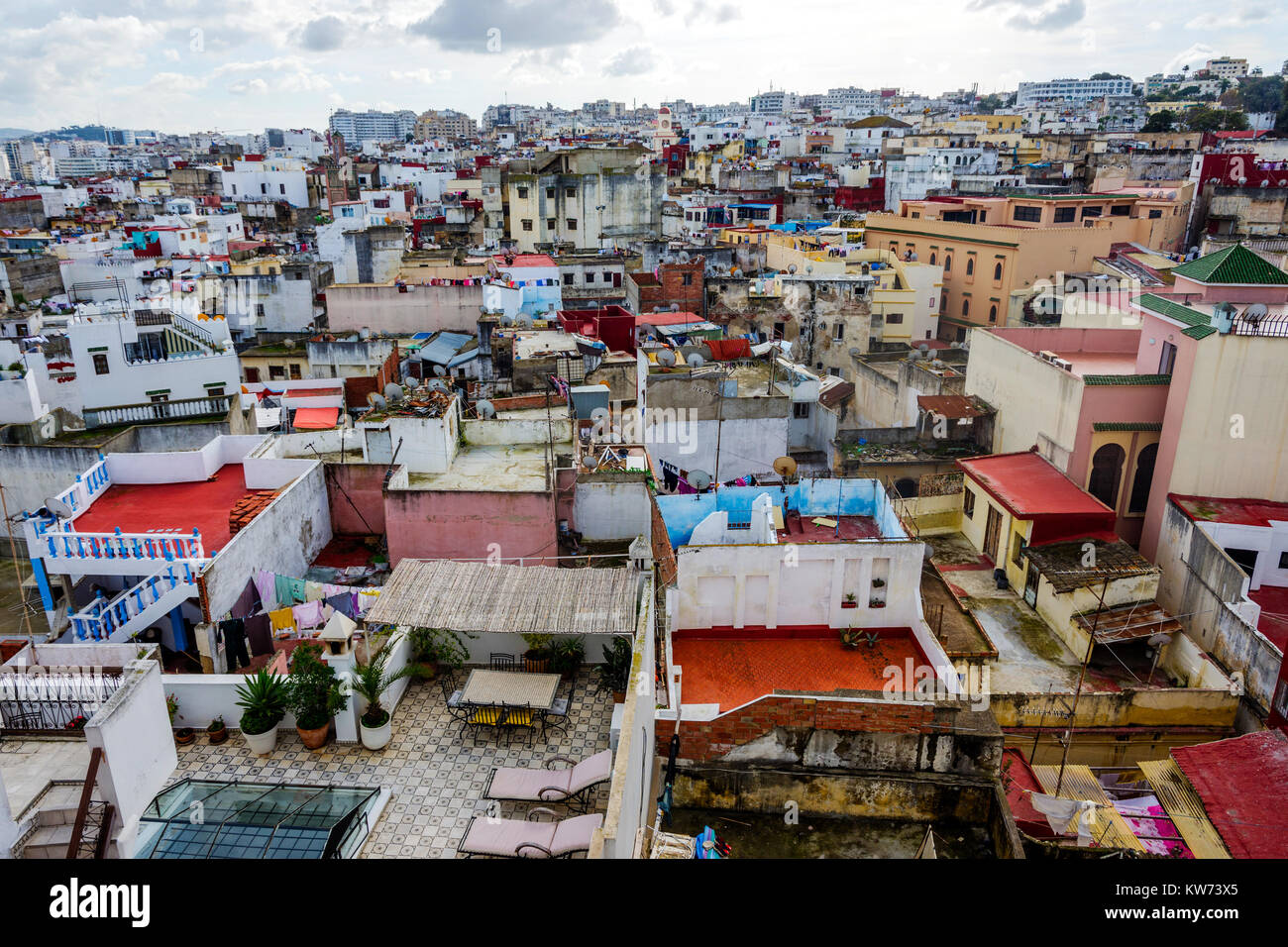 Tangier Rooftops Fortress medina tangier morocco hi-res stock photography and images - Alamy