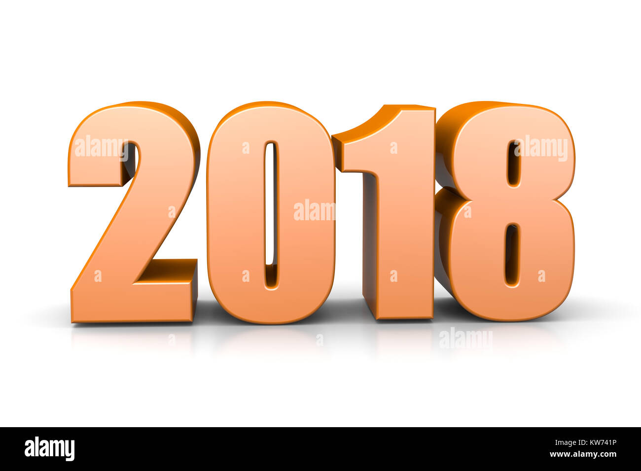 Orange 2018 Year Number Text on White Background 3D Illustration Stock ...