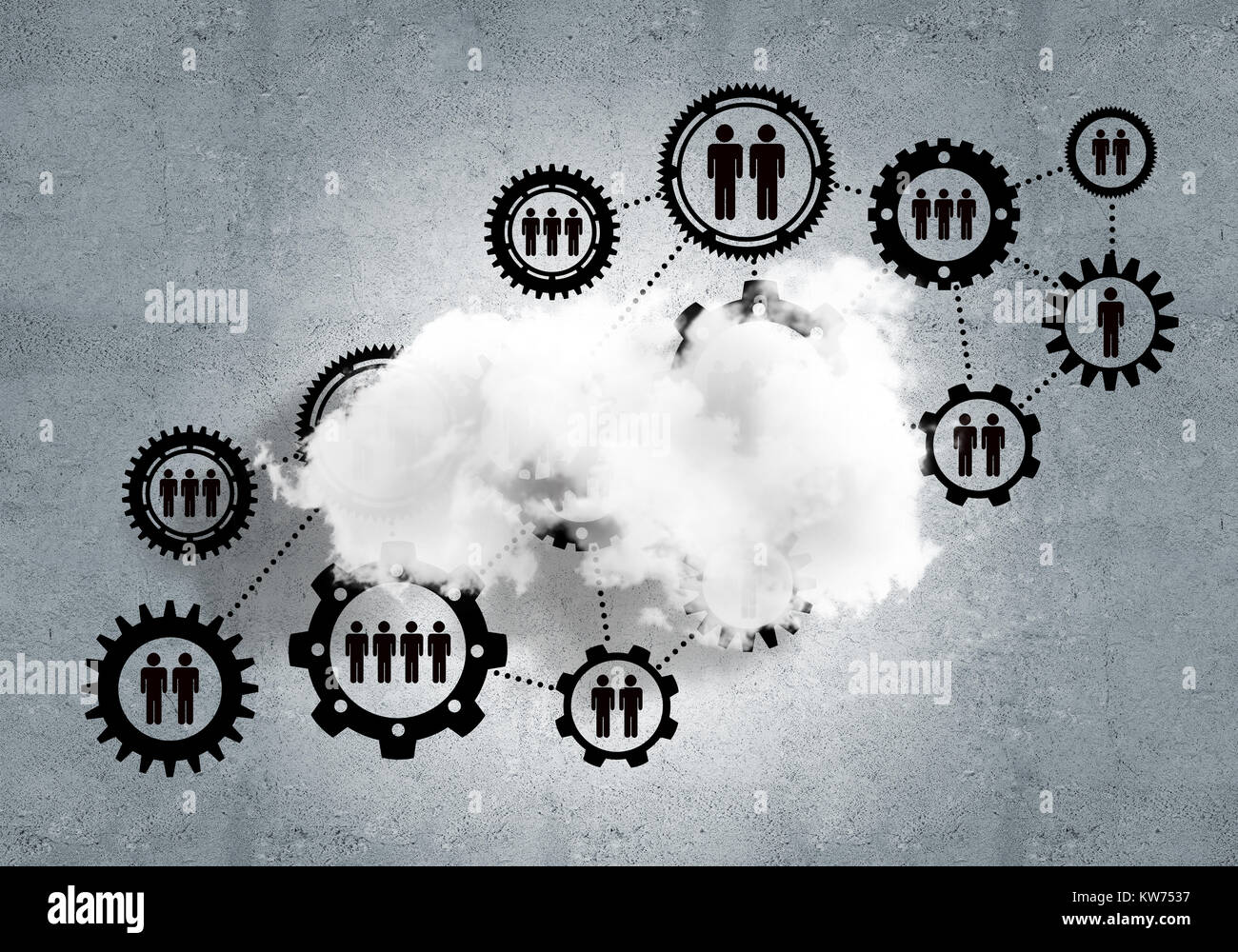 Background image with gears and cloud computing connection concept on ...