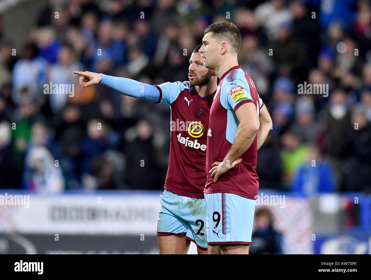 Burnley's Phil Bardsley (left) and Burnley's Sam Vokes (right) during ...