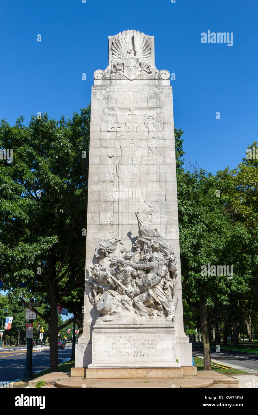 The Civil War Soldiers and Sailors Memorial (Soldiers featured here) on Benjamin Franklin Parkway in Philadelphia, Pennsylvania, United States. Stock Photo