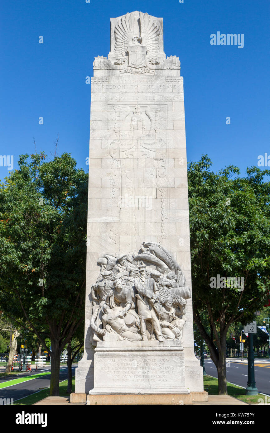 The Civil War Soldiers and Sailors Memorial (Sailors featured here) on Benjamin Franklin Parkway in Philadelphia, Pennsylvania, United States. Stock Photo