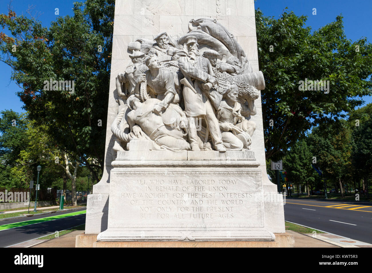 The Civil War Soldiers and Sailors Memorial (Sailors featured here) on Benjamin Franklin Parkway in Philadelphia, Pennsylvania, United States. Stock Photo