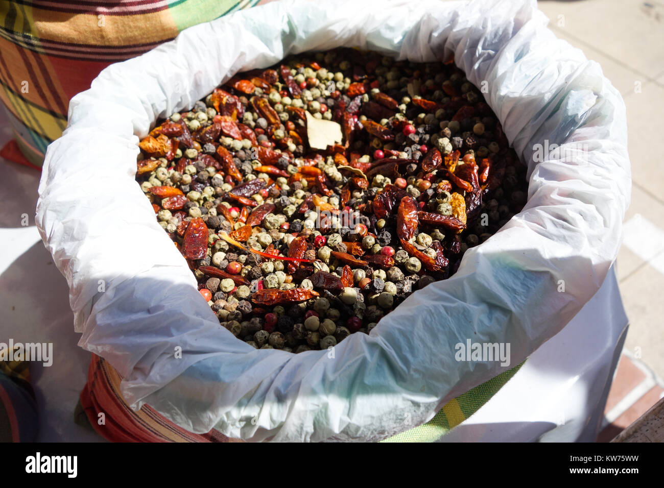 Spice Basket at a carribean Spice Market Stock Photo Alamy
