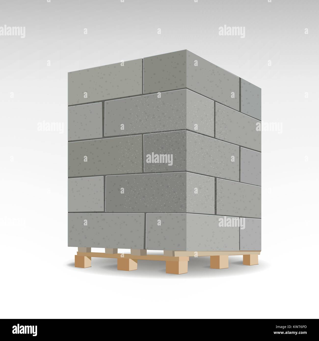 Aerated autoclaved concrete block. Isolated Foam concrete on pallets. vector illustration. Stock Vector