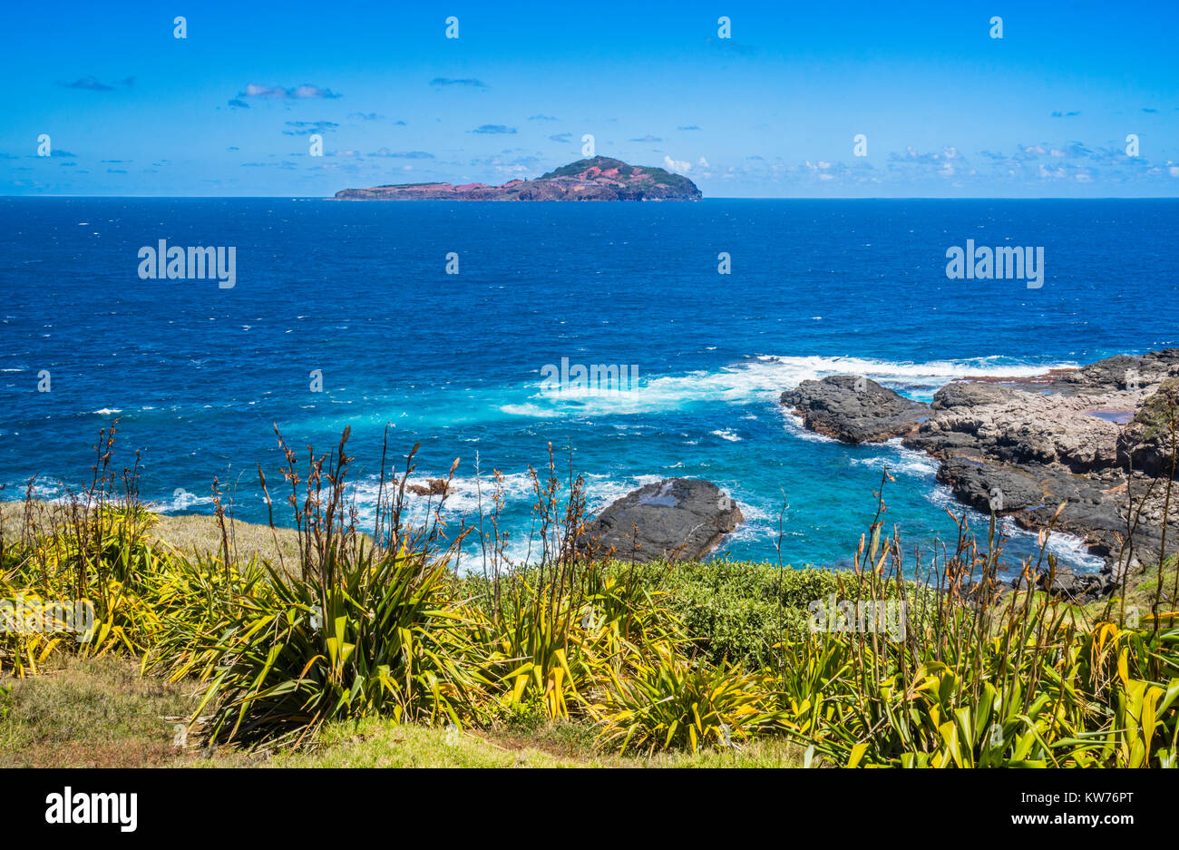 Norfolk Island, Australian external territory, view of Phillip Island from Point Ross Stock Photo