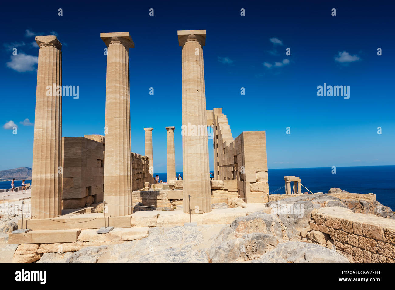 Doric temple of Athena Lindia on Acropolis of Lindos (Rhodes, Greece) Stock Photo