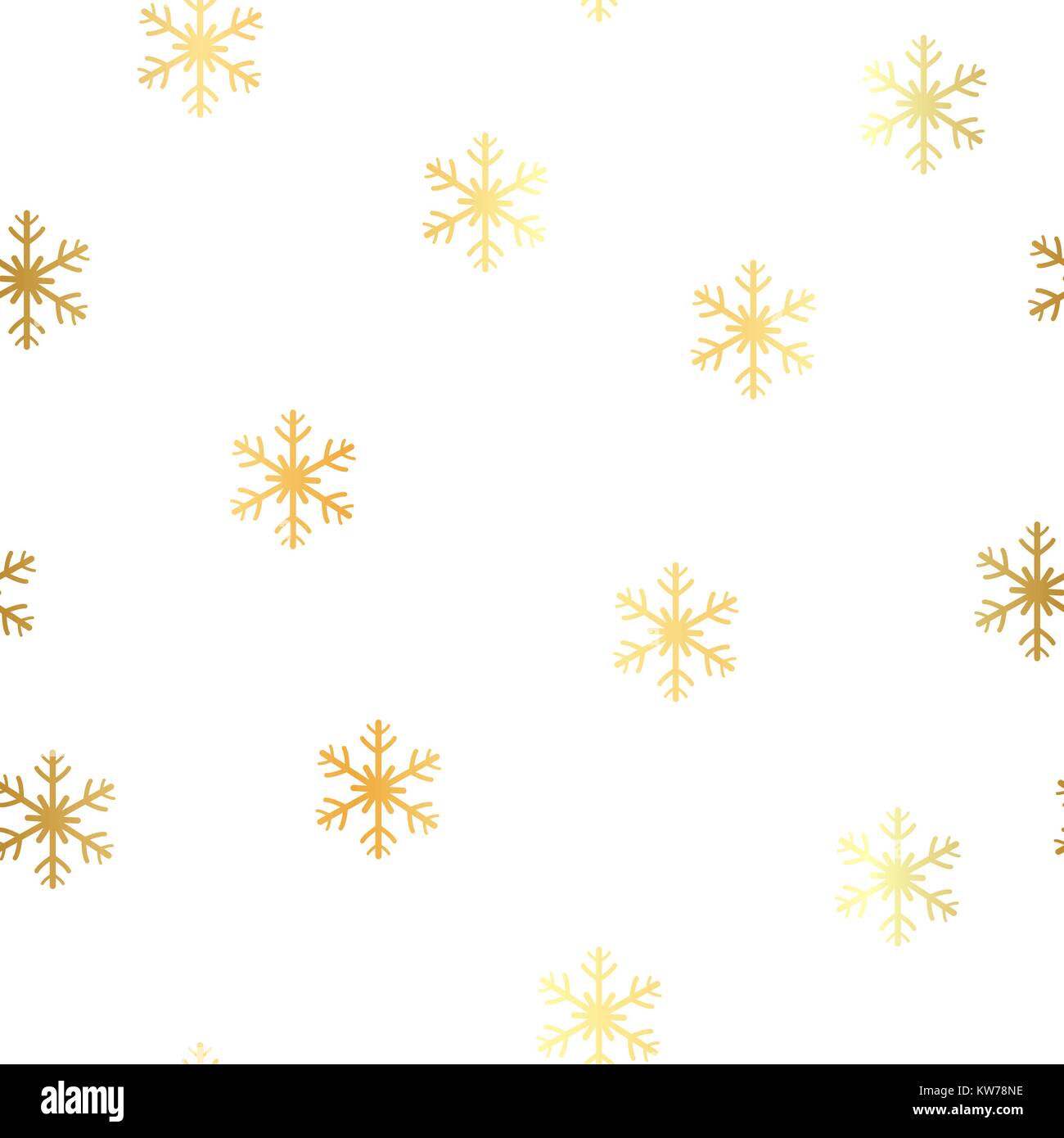 Seamless pattern of falling golden snowflakes on white background ...