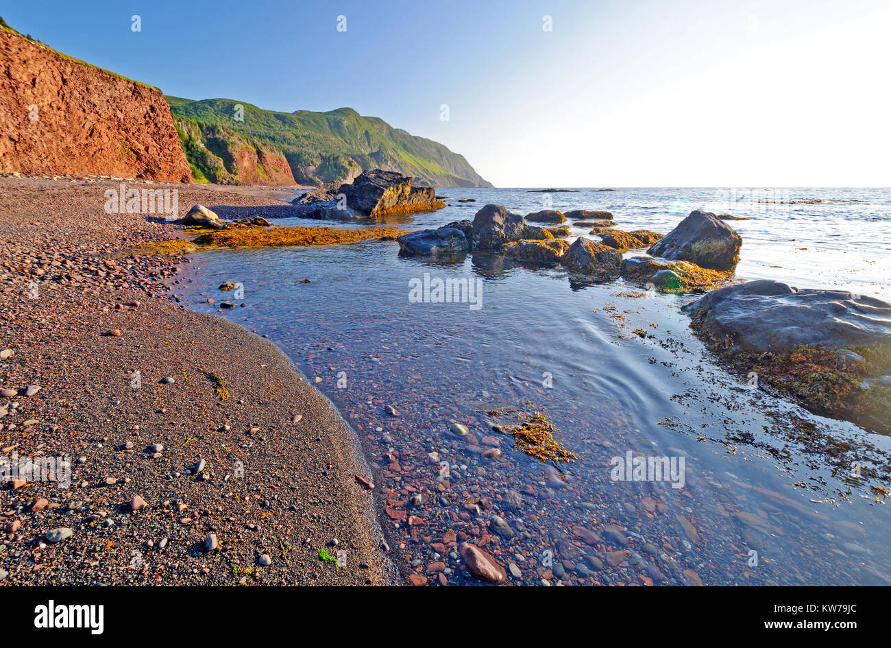 Gravel Beach in Gros Morne National Park in Newfoundland Stock Photo
