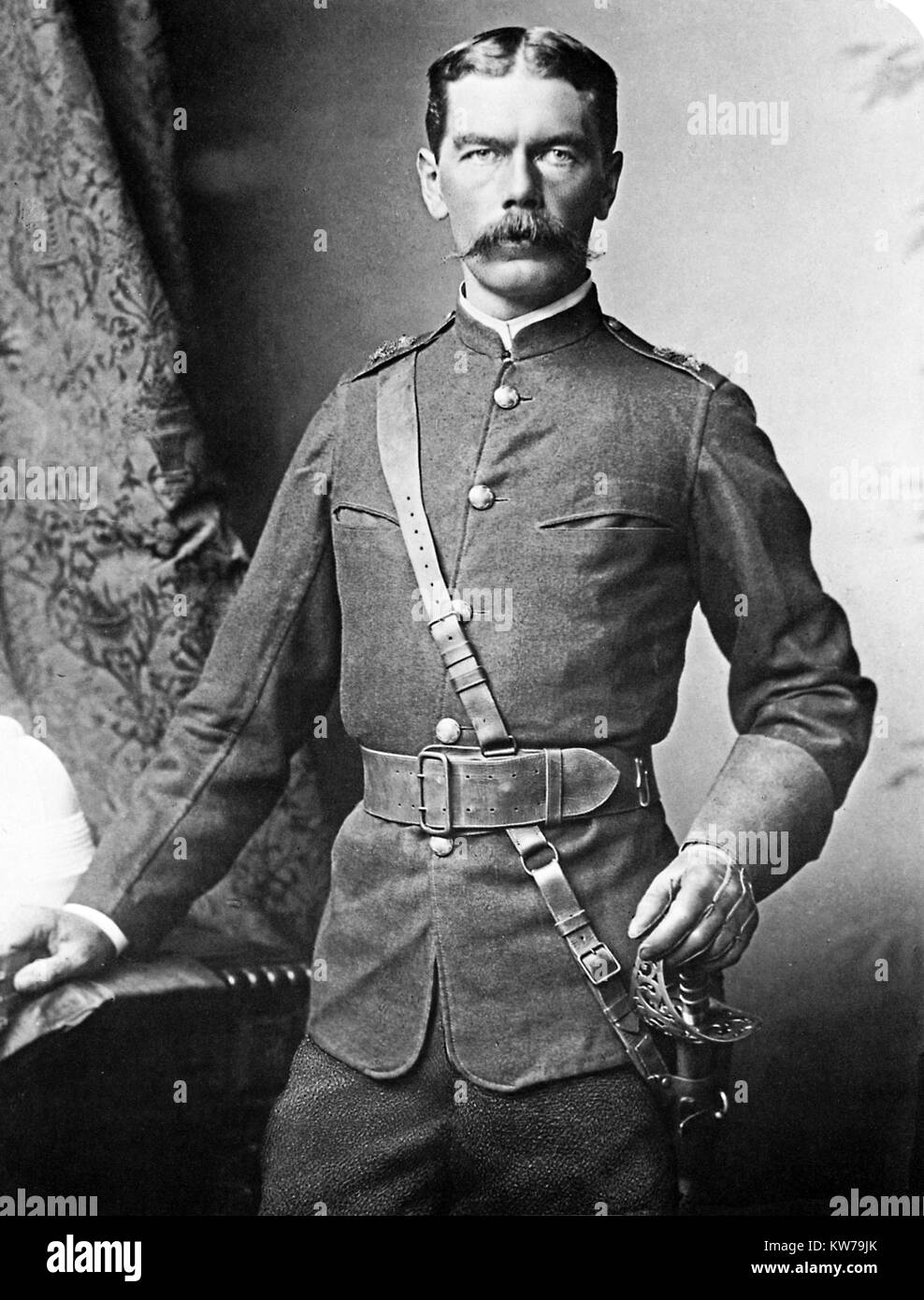 Kitchener, 1885 portrait photograph by Bassano of the English soldier, General and Field Marshall, later ennobled and famous for the relief of Khartoum and the Battle of Omdurman later Secretary of State for War Stock Photo