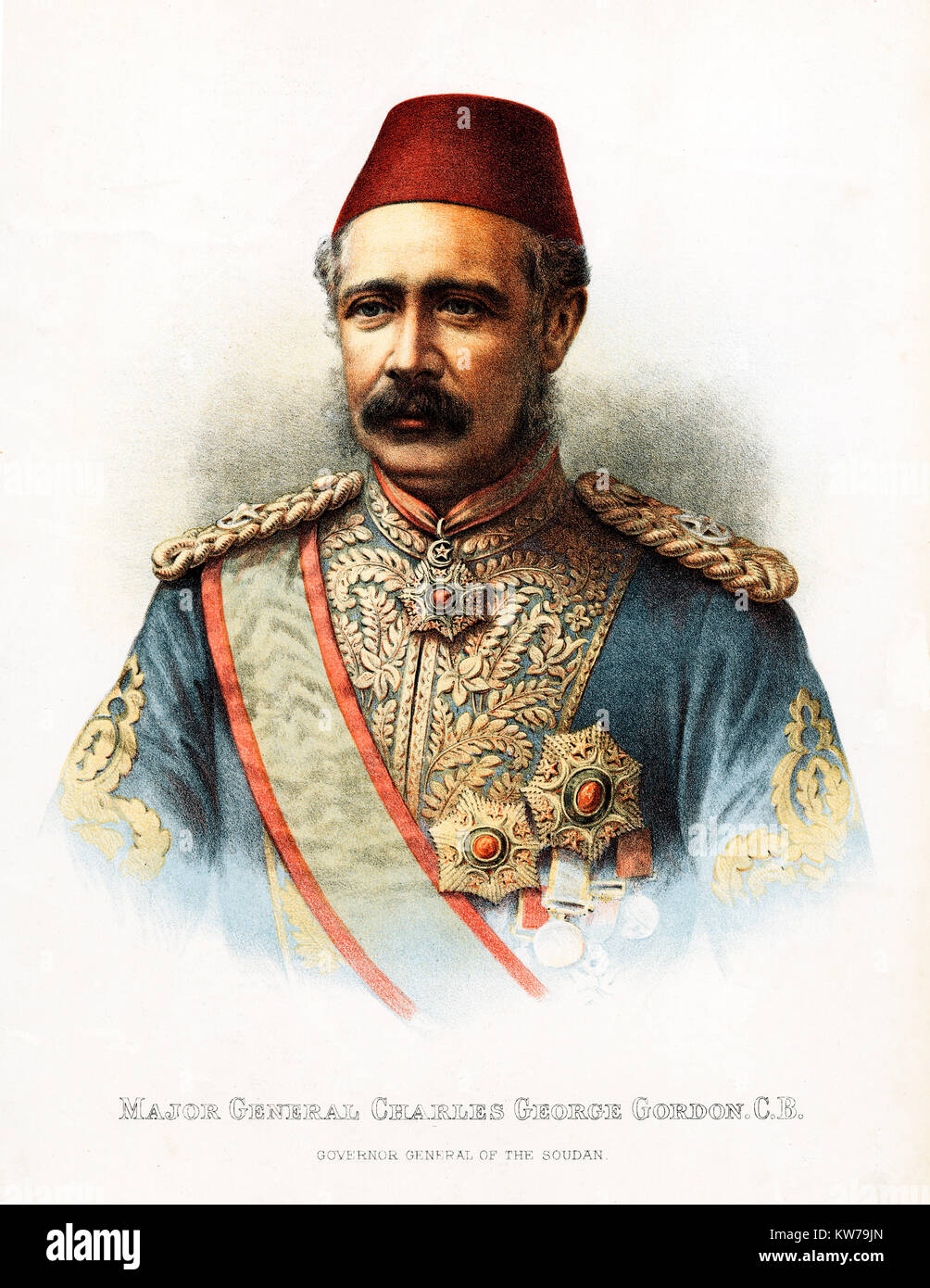 Major-General Gordon, 1885 portrait of the Governor General of the Sudan, killed by the Mahdi at the end of the siege of Khartoum Stock Photo