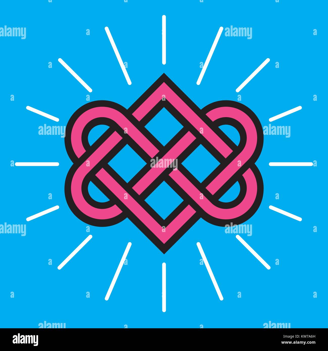 Celtic Love Knot Vector Design. Classic knot design with entwined heart shapes symbolizing eternal love and symmetry. Stock Vector