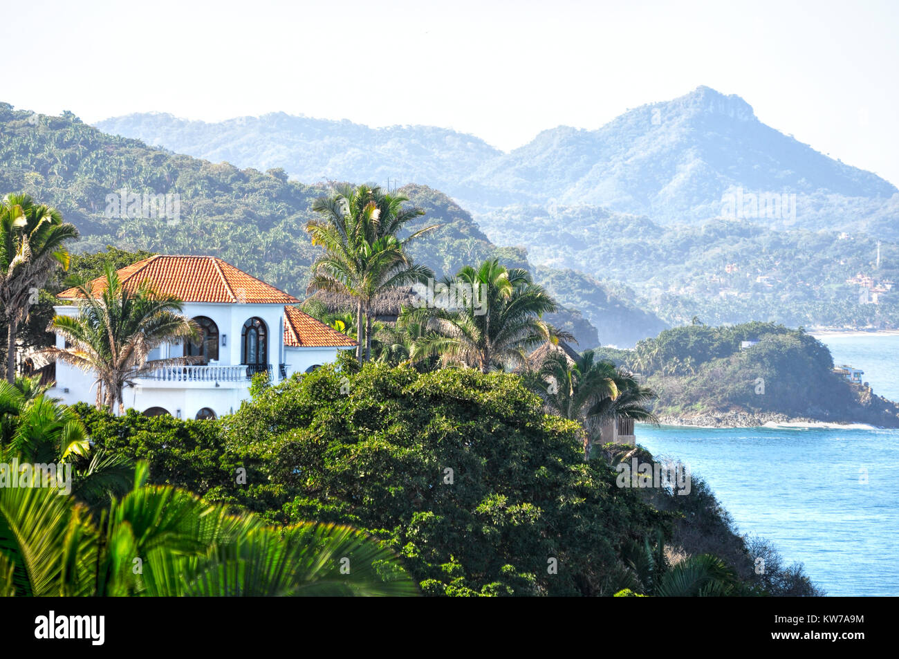 View of the Sierra Madre mountains from sea cliffs near Puerto Vallarta