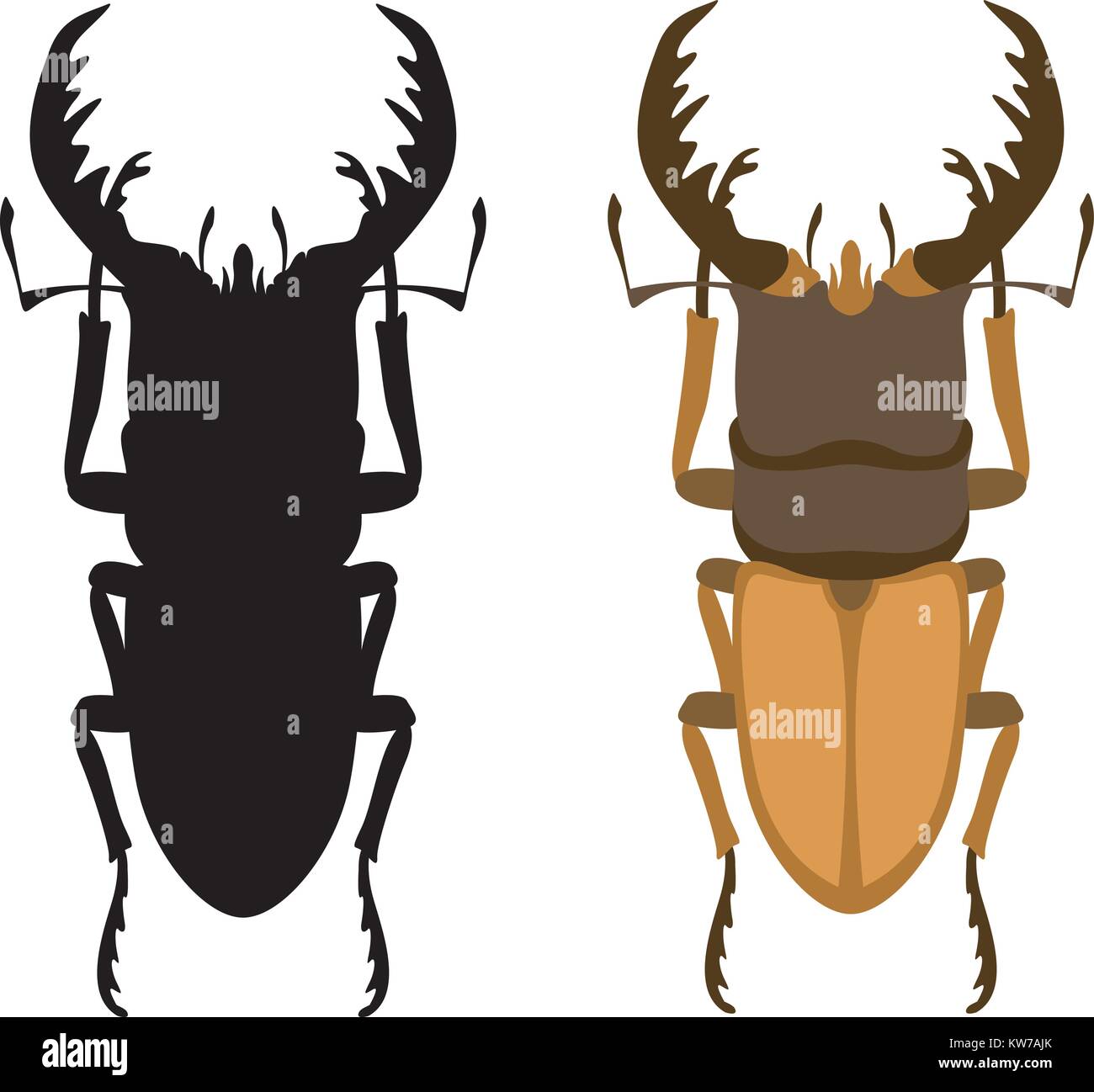 beetle horn vector illustration flat style  silhouette black  set Stock Vector