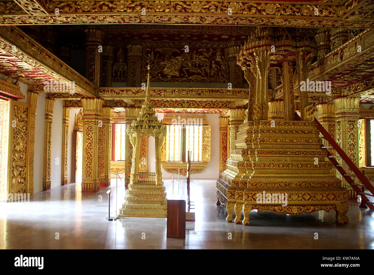 Inside Buddhist Temple Near Royal Palace In Luang Prabang