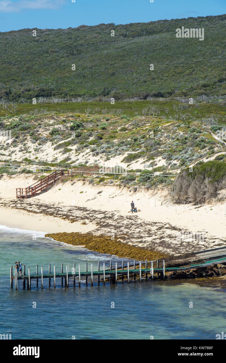 A wooden jetty and boat ramp at Gnarabup Beach, Margaret River, Western
