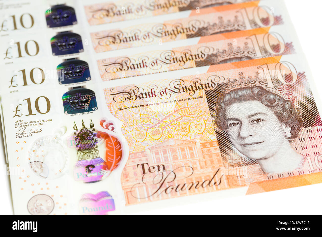 British ten pound notes Stock Photo