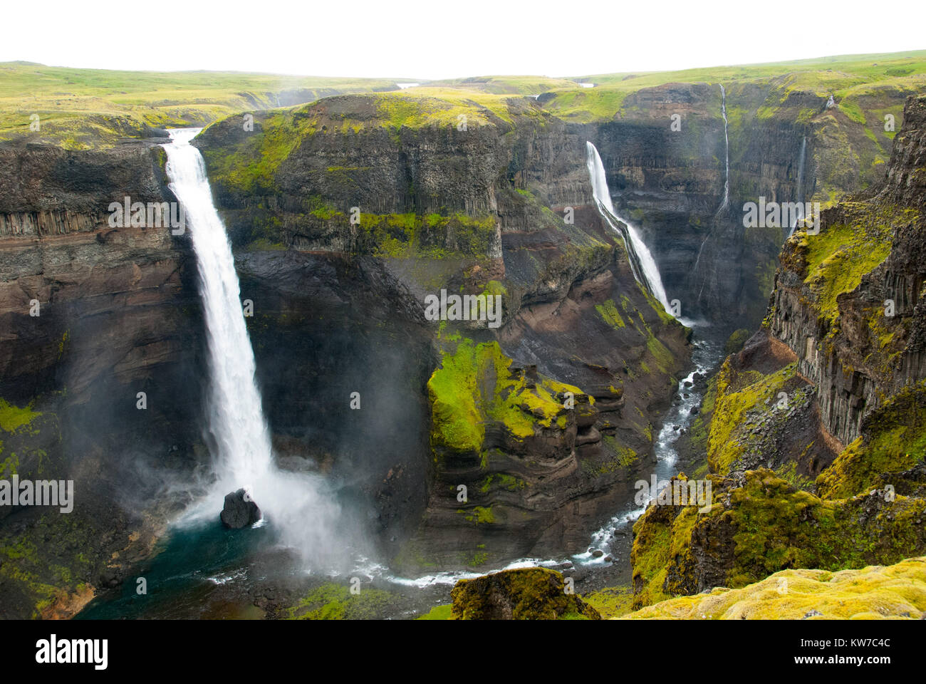 Waterfalls in a canyon in Iceland Stock Photo