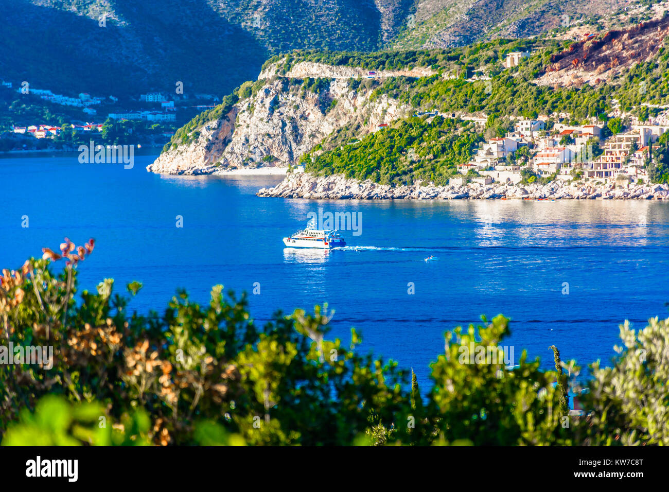 Aerial view at Dubrovnik Riviera scenery in Southern Croatia, european