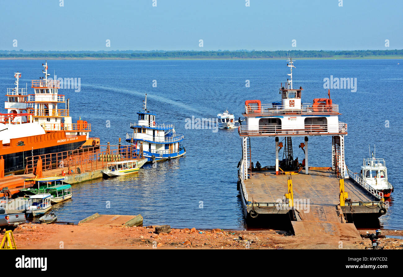 ferry on Rio Negro, Manaus, Amazonas, Bzazil Stock Photo