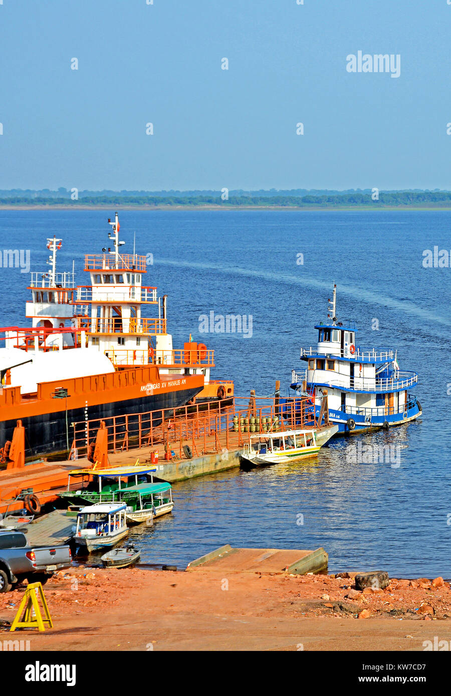 boats on Rio Negro, Manaus, Amazonas, Bzazil Stock Photo