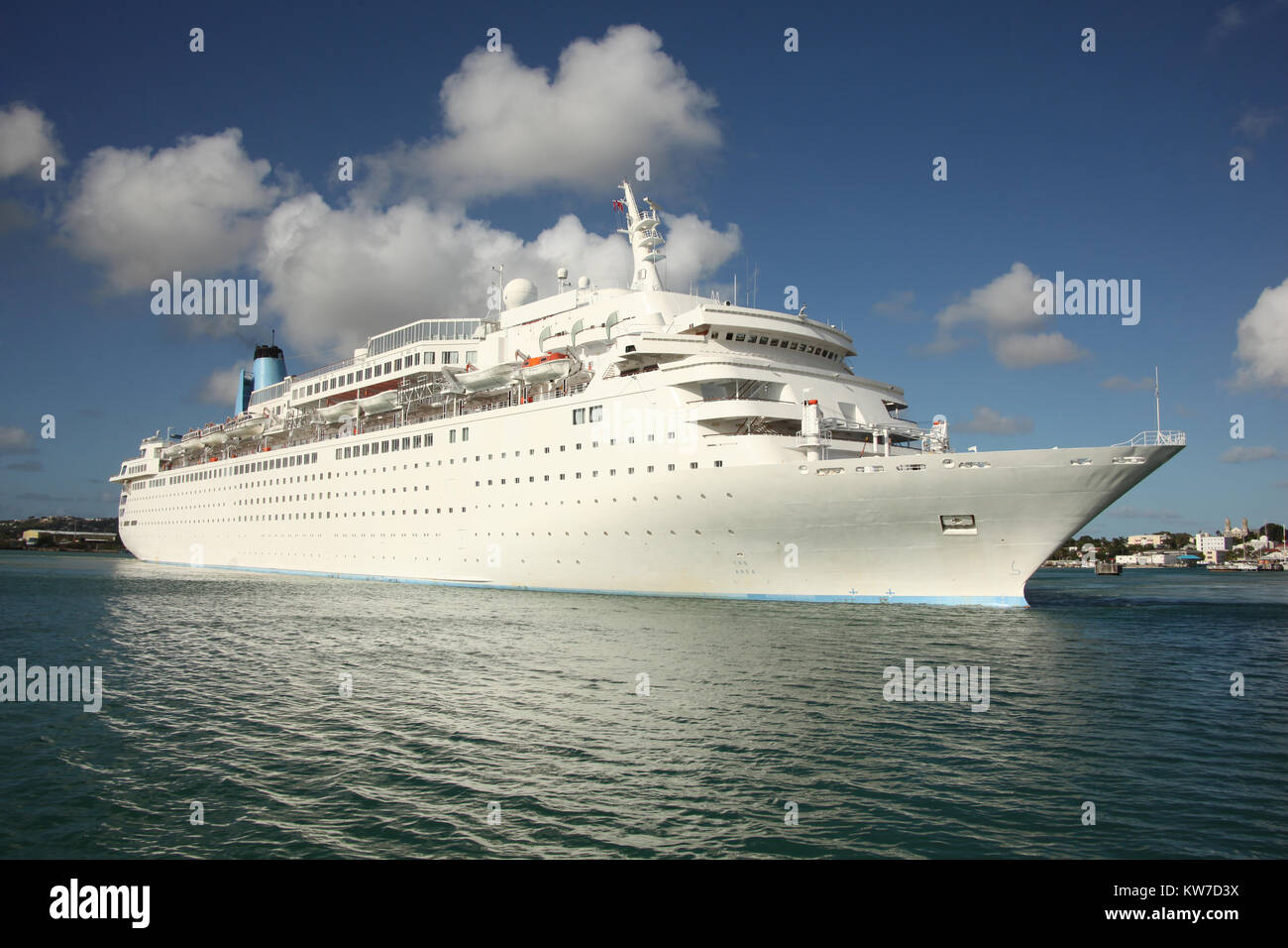 Traditional cruise ship in the harbor of St John's, Antigua, Caribbean. Stock Photo
