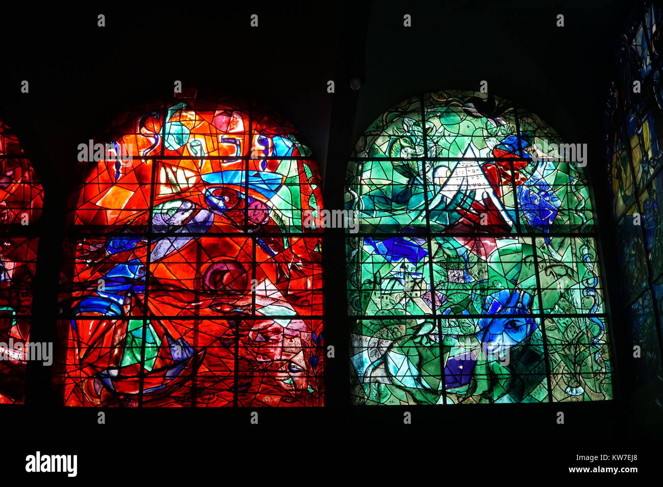 Chagall windows, synagogue in Jerusalem Stock Photo Alamy