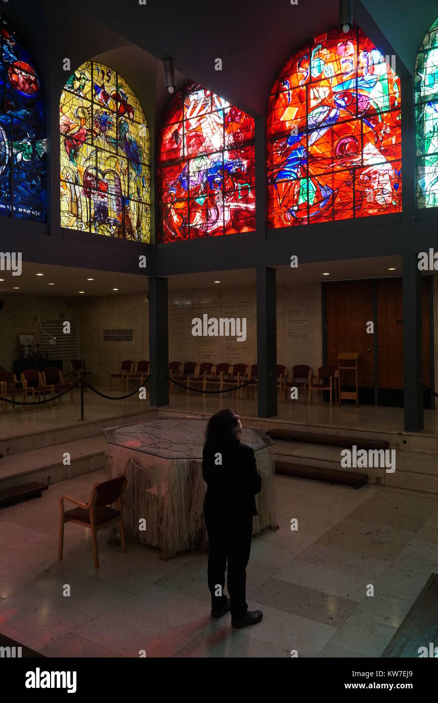 Chagall windows, synagogue in Jerusalem Stock Photo Alamy