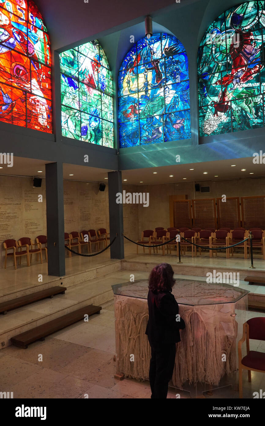 Chagall windows, synagogue in Jerusalem Stock Photo Alamy