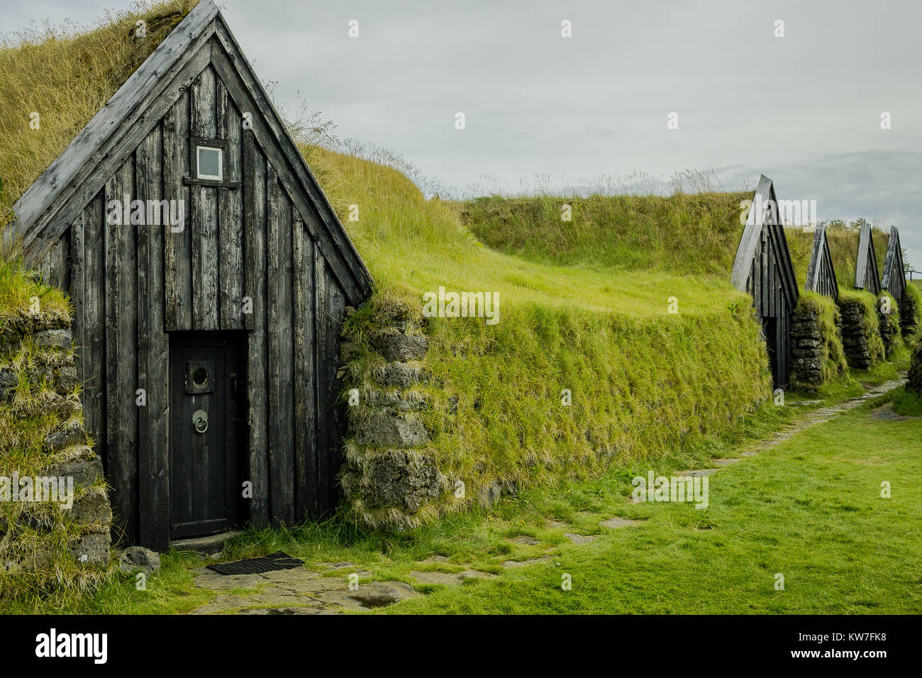 traditional turf houses in Iceland Stock Photo
