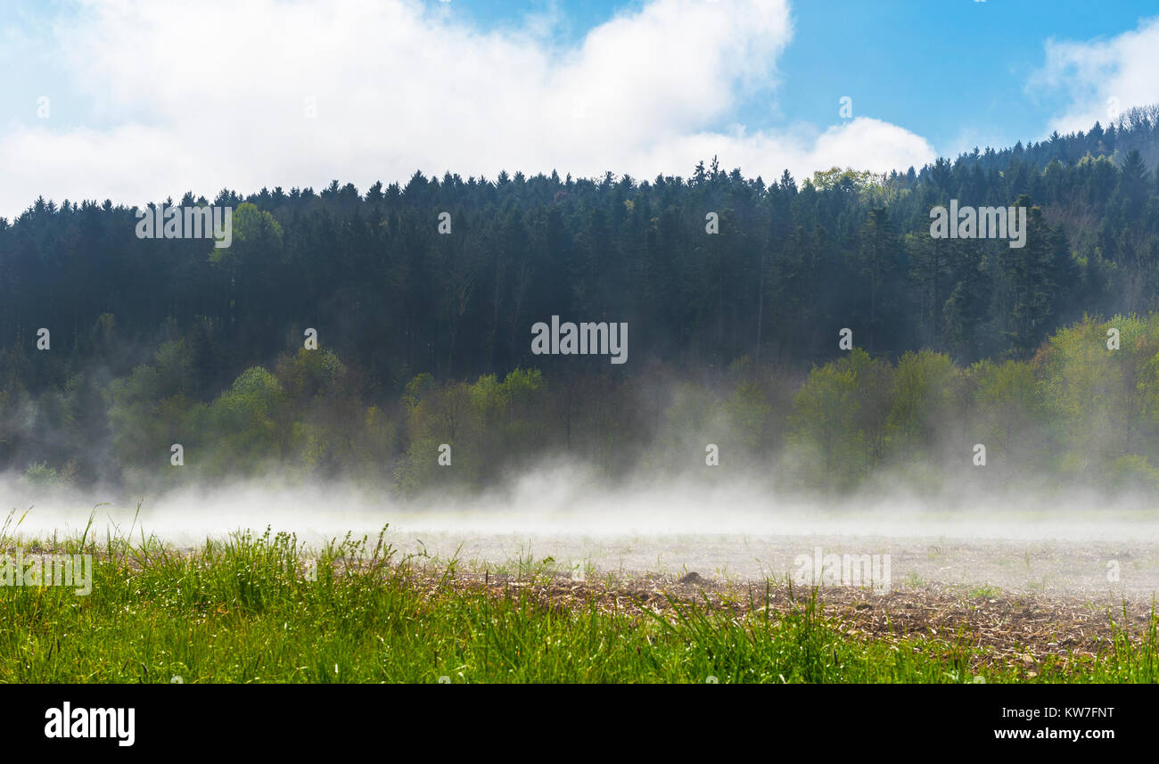 The breath of the Earth. Morning in the countryside Stock Photo