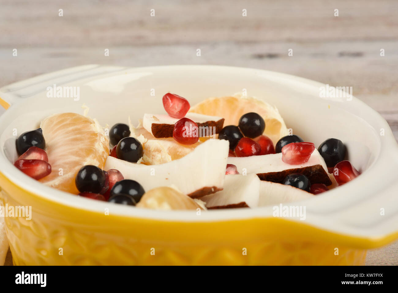 Fresh fruits salad in plate Stock Photo