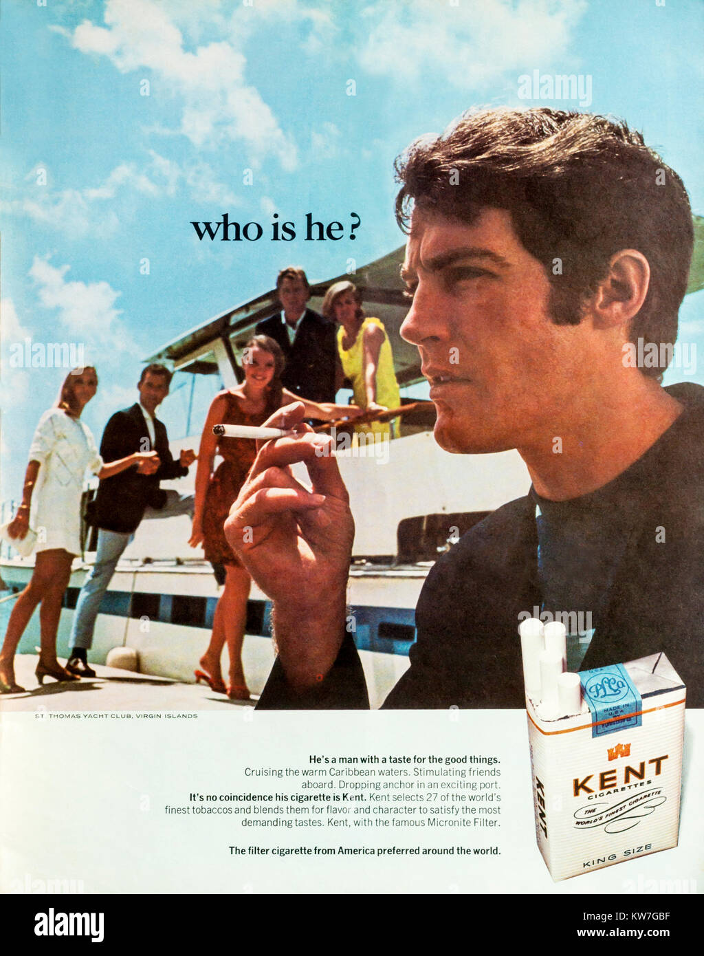 1960s magazine advertisement advertising Kent cigarettes. Stock Photo