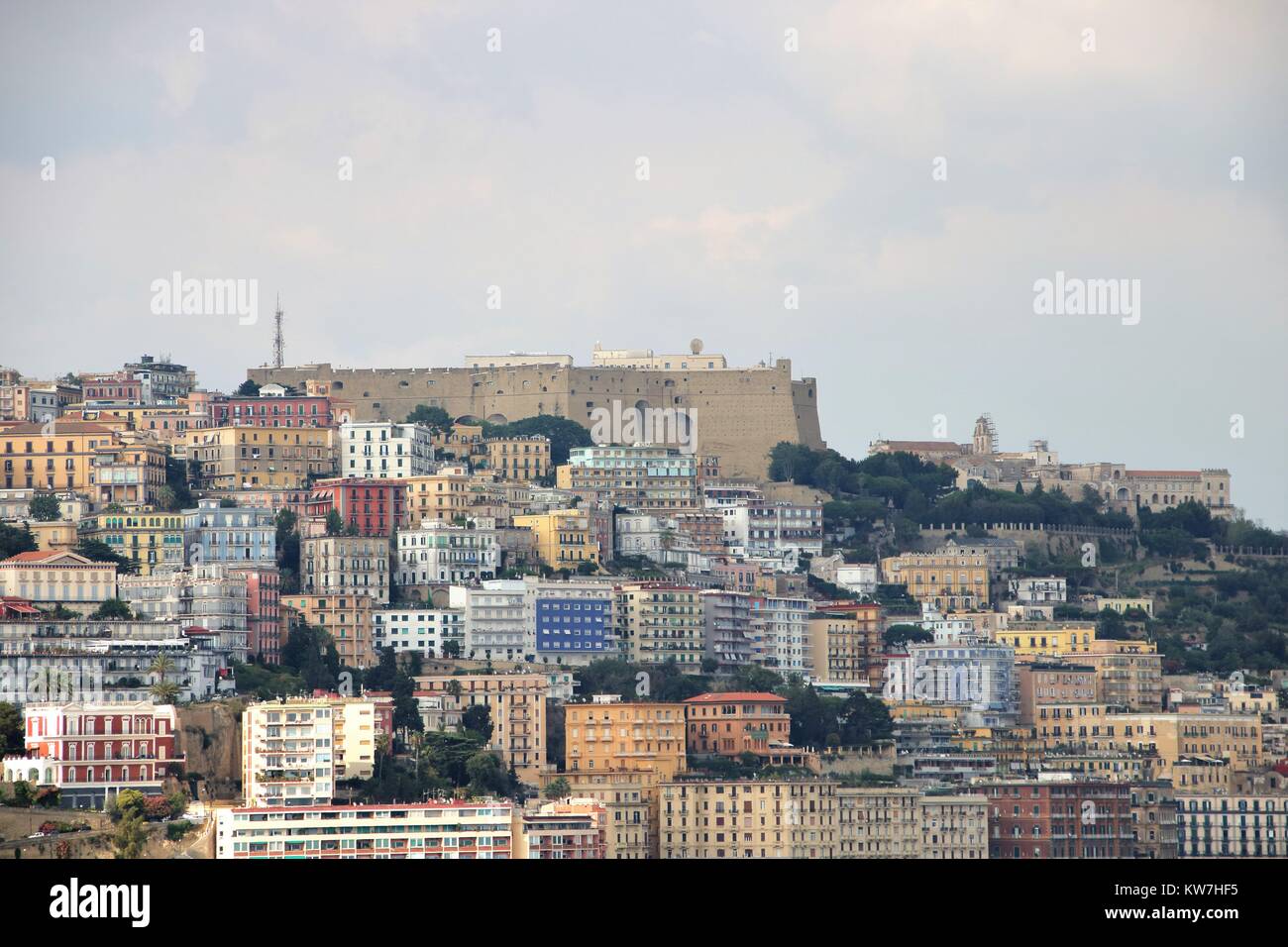 View of Vomero hill and Sant'elmo Castle in Naples, Italy Stock Photo