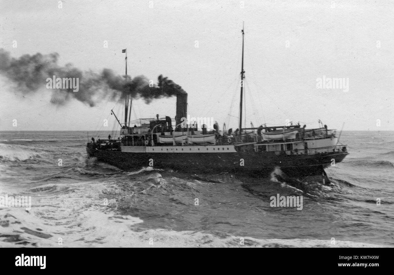 Steamship Mapourika crossing the bar at Greymouth, Westland, New