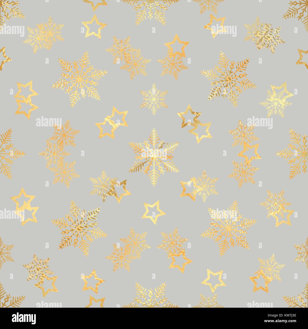 Gold Star and Gold Snowflake Seamless Pattern. seamless pattern with ...