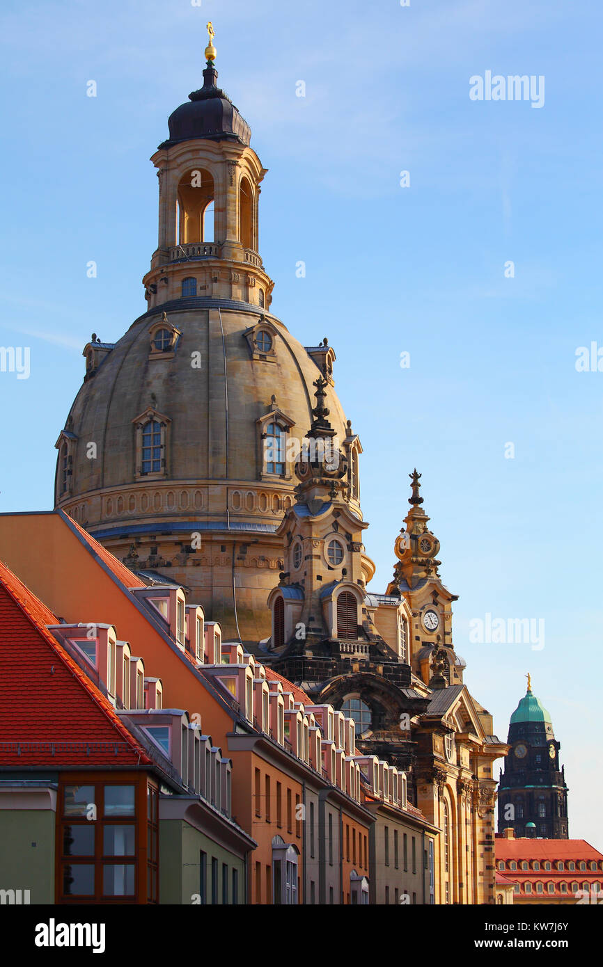 Dresden, Germany - The Dresdner Frauenkirche, Lutheran church Stock Photo