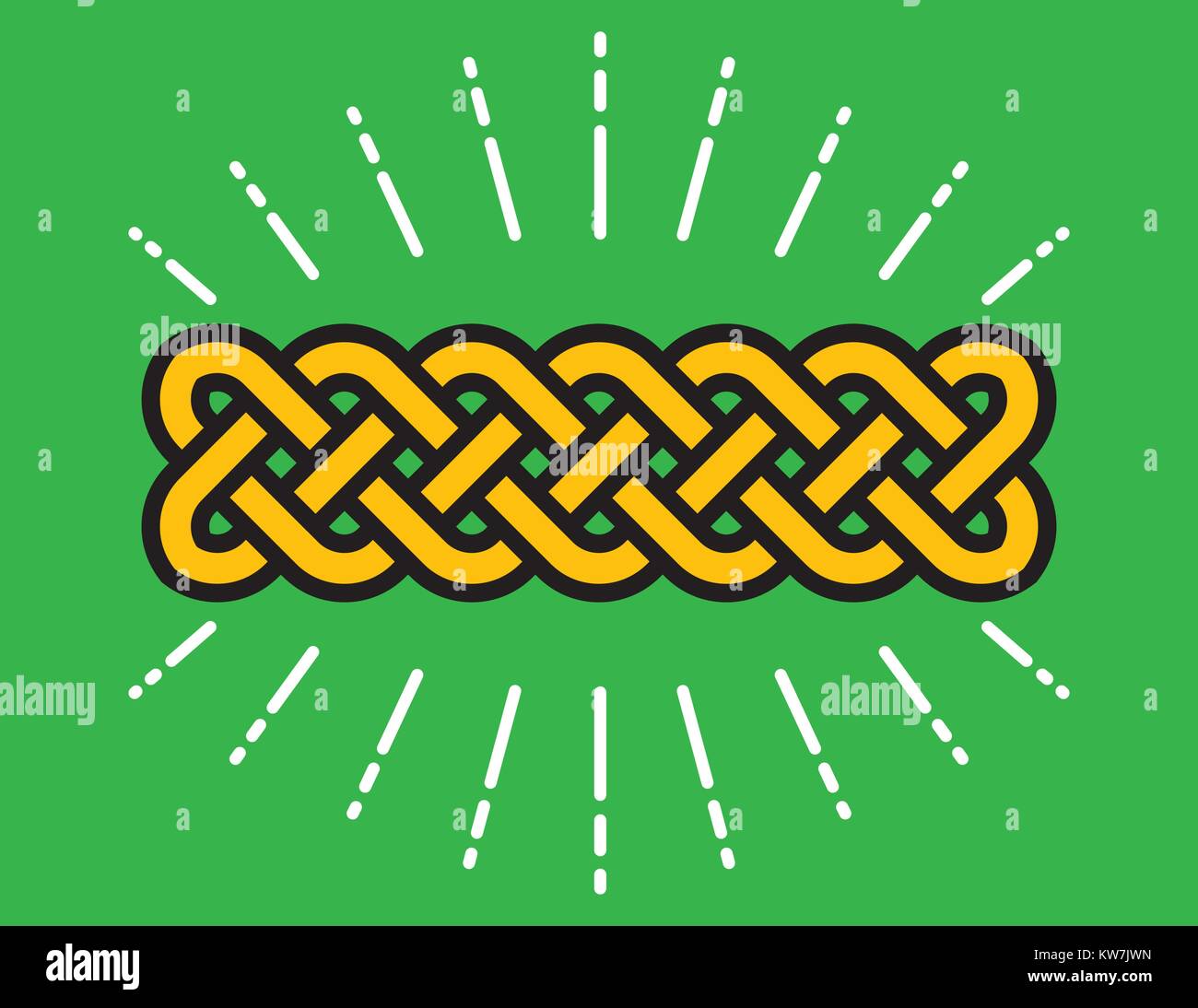 Celtic Infinity Knot Vector Design. Classic knot design symbolizing eternity and symmetry with radiating lines around it. Stock Vector