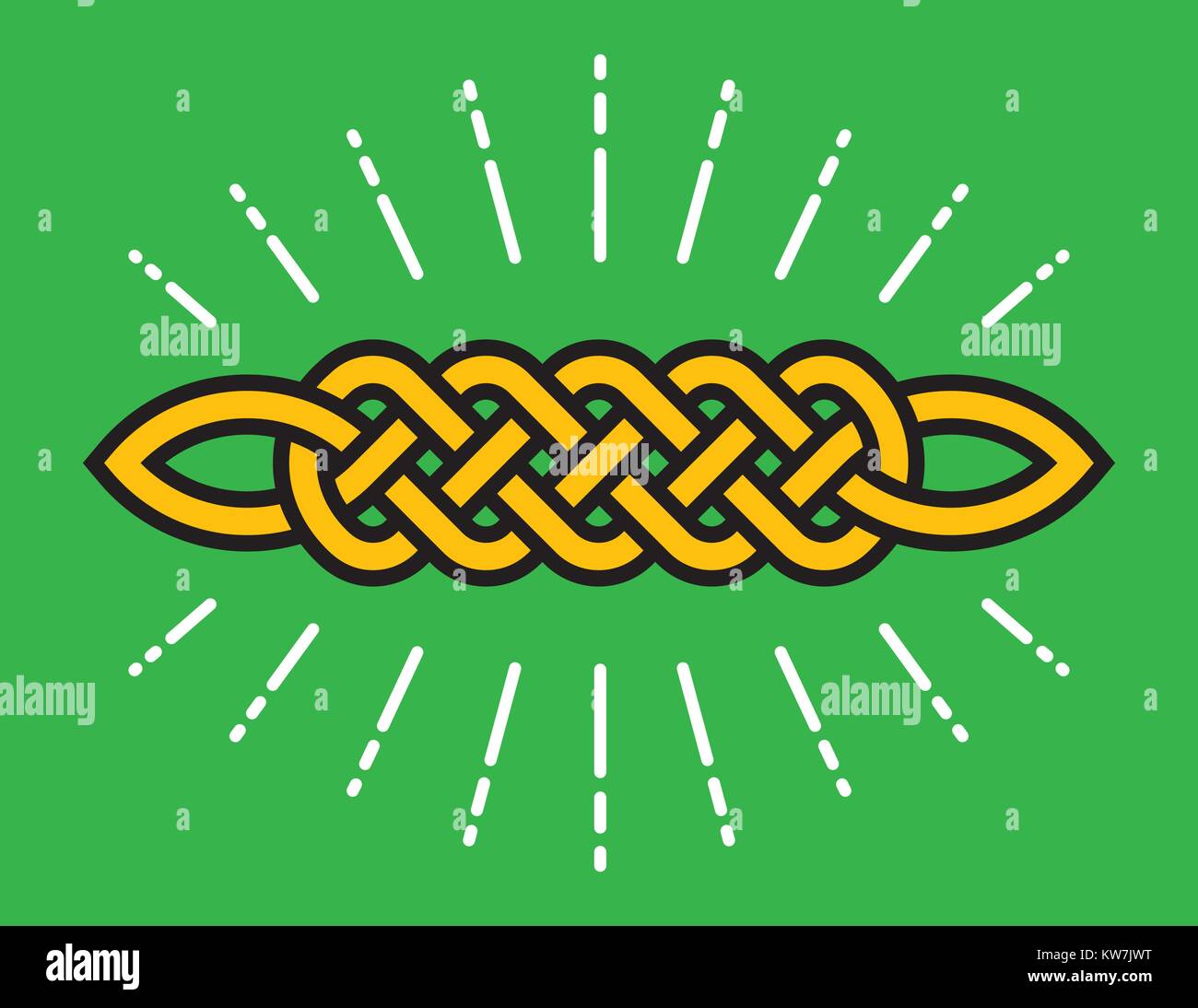 Celtic Infinity Knot Vector Design. Classic knot design symbolizing eternity and symmetry with radiating lines around it. Stock Vector