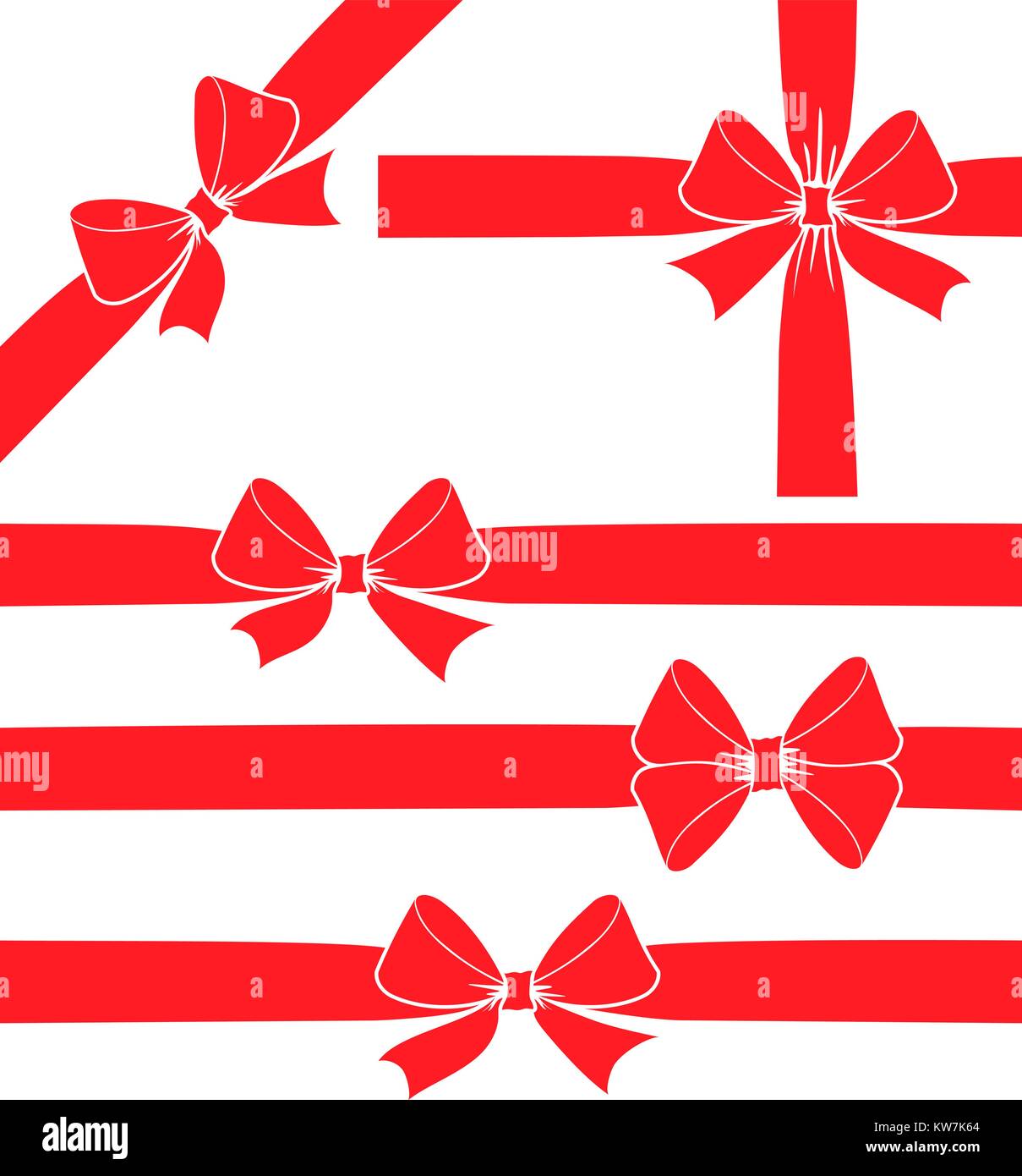 Five Ribbons Set of five vector decorative red ribbon bow silhouettes Stock Vector ...