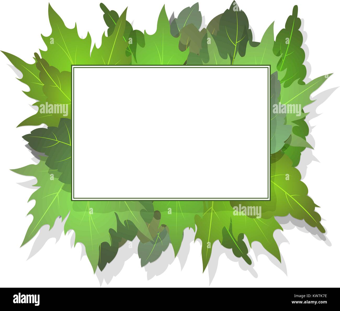 Rectangular frame for your design on a background of green leaves with ...