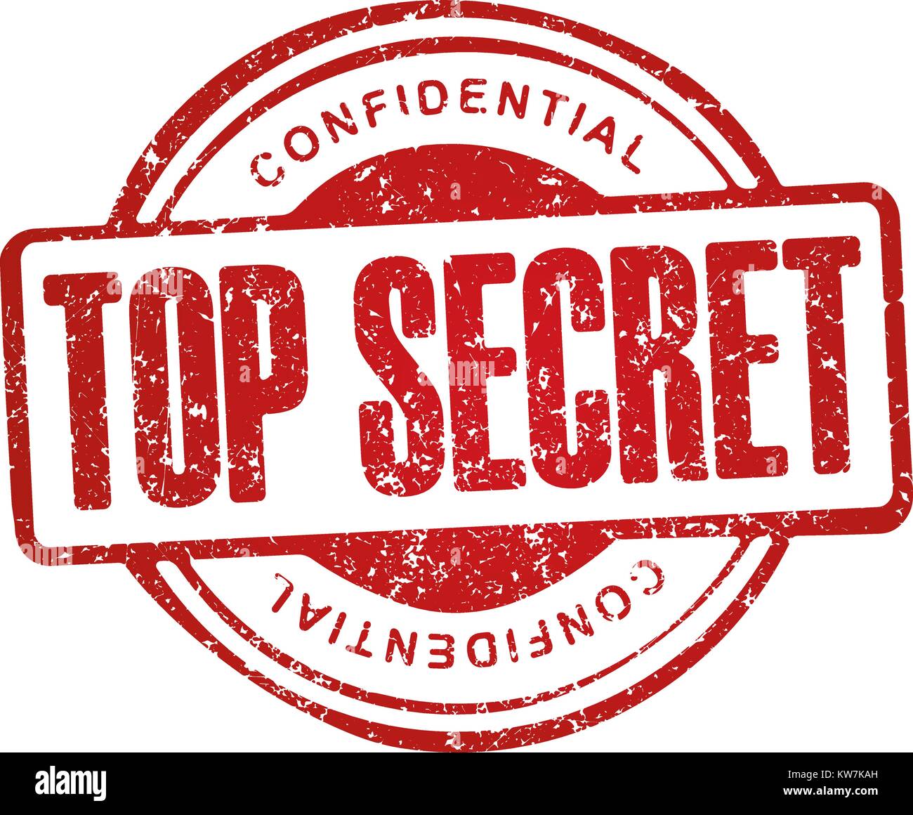 Top secret, confidential. Grunge style red rubber stamp. Stock Vector