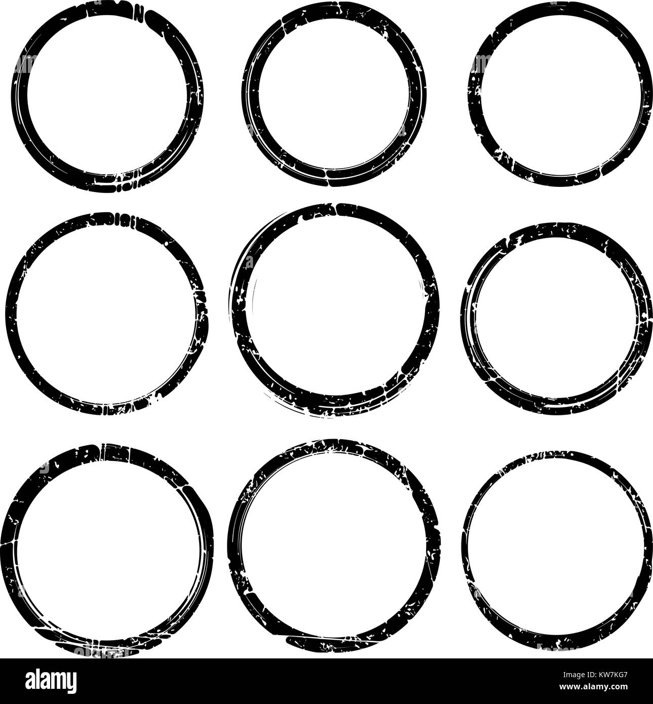 Set of nine grunge style vector templates for rubber stamps Stock ...